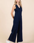 Mittoshop Sleeveless Wide Leg Denim Jumpsuit