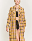 Plus Jade by Jane Plaid Print Collar Long Shirt Dress