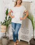 e Luna PLUS Striped Jersey Floral Mixed Top