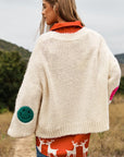 Davi & Dani The Fuzzy Smile Long Bell Sleeve Knit Cardigan