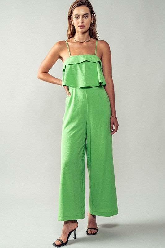 Trend Notes Ruffled Bodice Wide Leg Jumpsuit