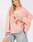 SAGE + FIG Flower Patch Dropped Shoulder Oversize Top