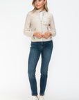 Snobbish PU Leather Zip Up Jacket with Pockets