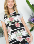 Floral Strip Mix Baseball Top - Online Only - My Pampered Life Seattle