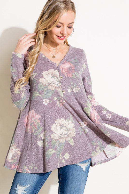 e Luna Floral Triblend Babydoll Top