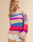 BiBi Multi Color Geometric Stripe Sweater