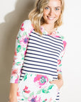 e Luna PLUS Striped Floral Mix Sweatshirt