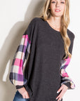 e Luna Plus Multi Plaid Mixed Top