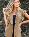 Denim Patchwork Ruffle Sleeve Jacket Vest