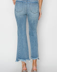 RISEN Full Size High Rise Frayed Hem Flare Jeans