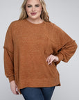 Zenana Plus Brushed Melange Drop Shoulder Sweater