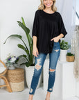 e Luna PLUS Solid Pintuck Tunic Blouse