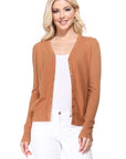 MAK Women's V-Neck Button Down Knit Cardigan Sweater