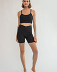 Nylon Rib V-Waist Biker Shorts