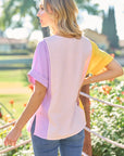 Hailey & Co Full Size Color Block Short Sleeve Top