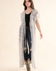 Chiffon Embroidery Lace Kimono Duster Cardigan