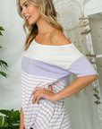 e Luna Solid Stripe Mix One Shoulder Top