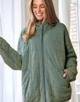 Davi & Dani Washed Soft Comfy Quilting Zip Closure Jacket