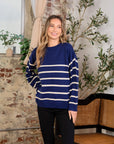 Sew In Love Striped Round Neck Sweater