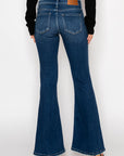 Margaret Low Rise Distressed Flare Jeans | Dark Wash
