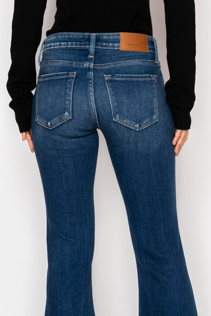 Margaret Low Rise Distressed Flare Jeans | Dark Wash