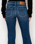 Margaret Low Rise Distressed Flare Jeans | Dark Wash