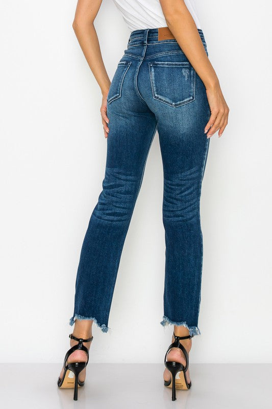 Artemis Vintage Plus-Size High-Rise Double-Waistband Straight Jeans – Dark Wash