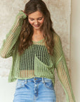 ADORA Crochet Long Sleeve Knit Cover Up with Big Pocket