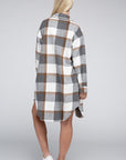 Plaid Flap Pocket Drop Shoulder Shirt