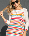 e Luna Multi Stripe Mix Baseball Top