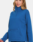 Zenana Turtleneck Half Snap Fleece Sweatshirt