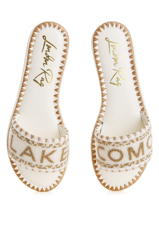 Hot Hub Beaded Lake Como Flat Slip Ons