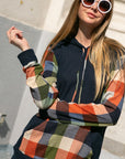 e Luna PLUS Plaid Mixed Hoodie Sweatshirt