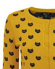 Round Neck Cat Patterned Cardigan Sweater