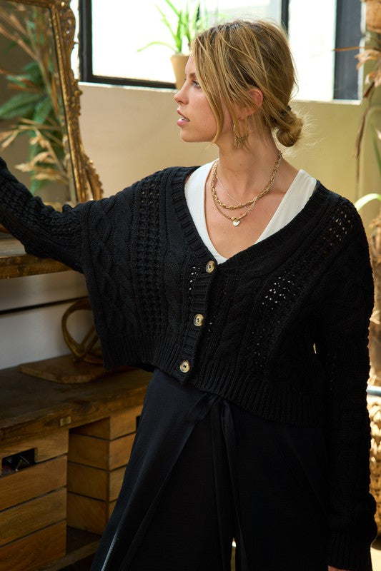 Jade By Jane Plus Cable Knit Cardigan