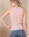 Lilou Sleeveless Ruffled Rib Pullover Top