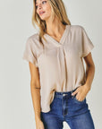 Davi & Dani V-Neck Dolman Sleeve Solid Basic Top