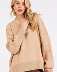 Mittoshop Side Slit Round Neck Drop Shoulder Sweater