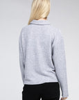 Zenana Brushed Melange Hacci Collared Sweater