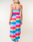 White Birch Full Size Ombre Striped Midi Cami Dress