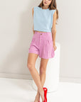 HYFVE High Waist Pleated Linen Shorts