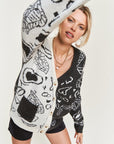 Jade By Jane Heart Paisley Color Block Cardigan PLUS