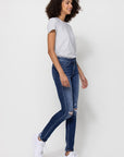 Flying Monkey Mid Rise Ankle Skinny w Distressed Hem Jean - Online Only