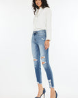 Kancan High Rise Frayed Ankle Skinny Jeans