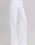 RISEN Full Size Tummy Control Double Button Wide Leg Jeans