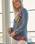 Celeste Full Size Tropical Print Long Sleeve T-Shirt