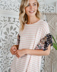 e Luna Striped Woven Floral Ruffle Top