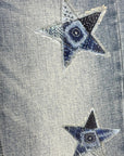 Artemis Vintage | Star Patch DTF Print Double Waist Bootcut Jeans - My Pampered Life Seattle