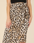 Lilou Satin Leopard Tie Skirt