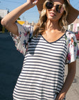 e Luna Floral Striped Mixed Top